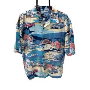 Vintage Reyn Spooner Men’s XL Aloha Retro Cadillac Beach Scene Button Down Shirt